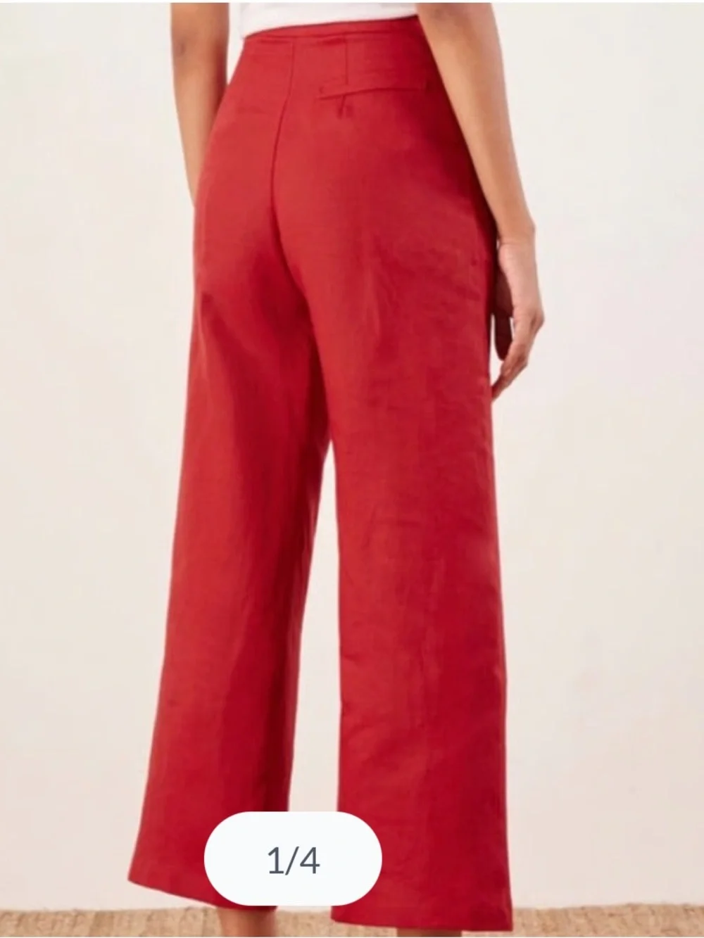 Reformation Women’s Size 2 Red High-Waisted Linen Wide-Leg Pants